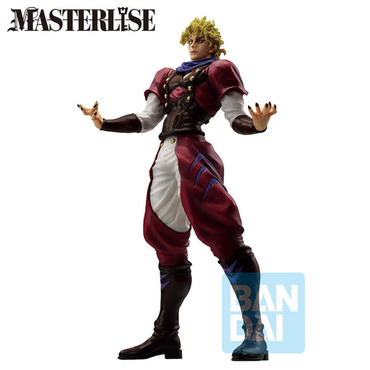 This figure features Dio Brando from the Masterlise series presented by Ichiban Kuji. The figure features the iconic Dio pose with arms spread, palms open and stiff. 